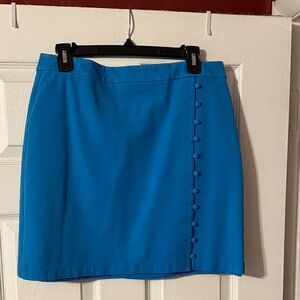 LOFT Vibrant Blue Mini Skirt with Button Accents